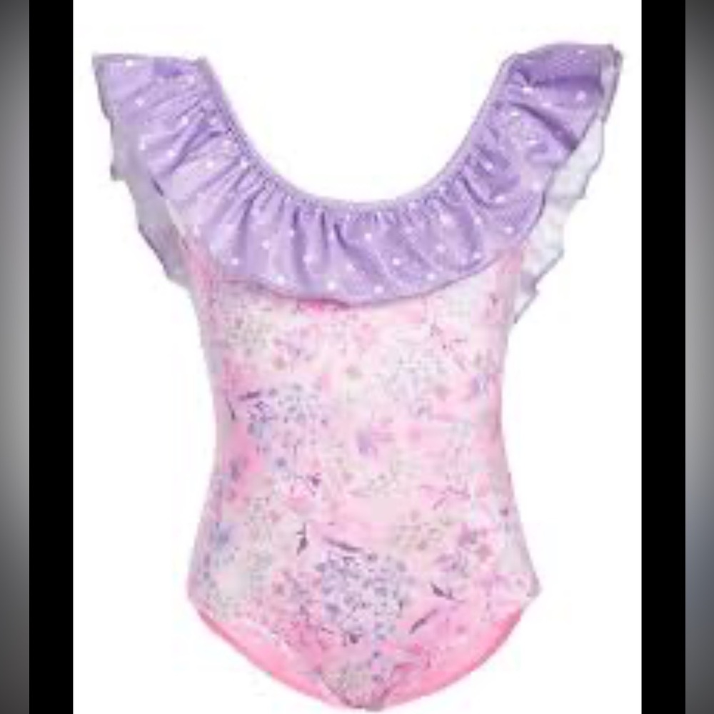 LoveShackFancy Pink and Purple Swimsuit